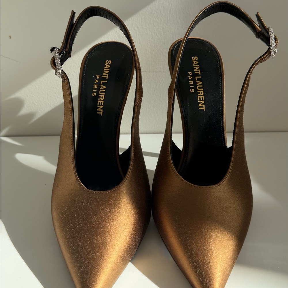Saint Laurent Bronze Slingback Heels